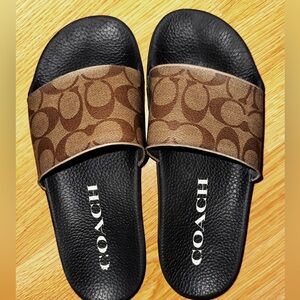 Coach Monogram Brown and Black Slides